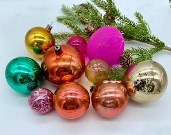 Christmas ornament set 10 assorted vintage christmas glass balls christmas vacation funny christmas christmas gift winter decorations
