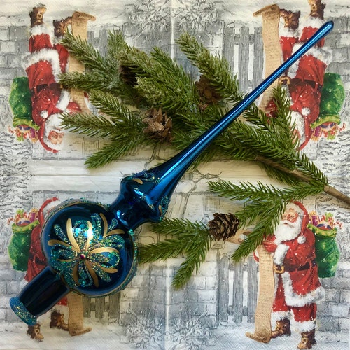 Unique Christmas Tree Topper Glass Finial Top White Etsy