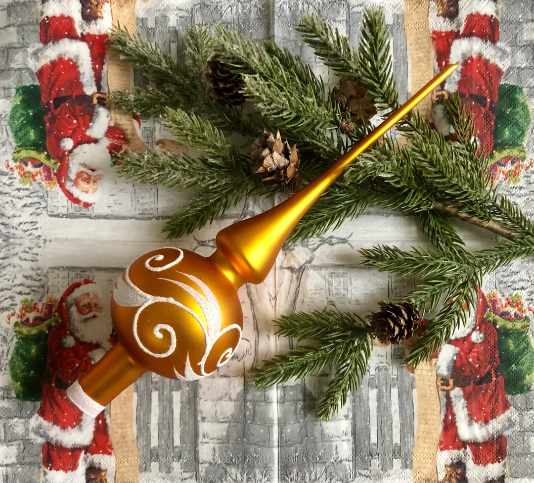Vintage Gold Christmas Glass Tree Topper Vintage Glass Finial Etsy