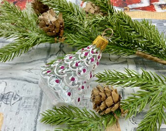 ヴィンテージガラス製犬オーナメント - 手作りクリスマス子犬