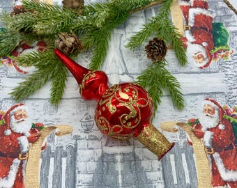 Décoration de maison de vacances Décoration de sapin de Noël rouge Décoration de sapin de Noël Authentique vintage Décoration de sapin élégante de style ancien vintage Fleuron
