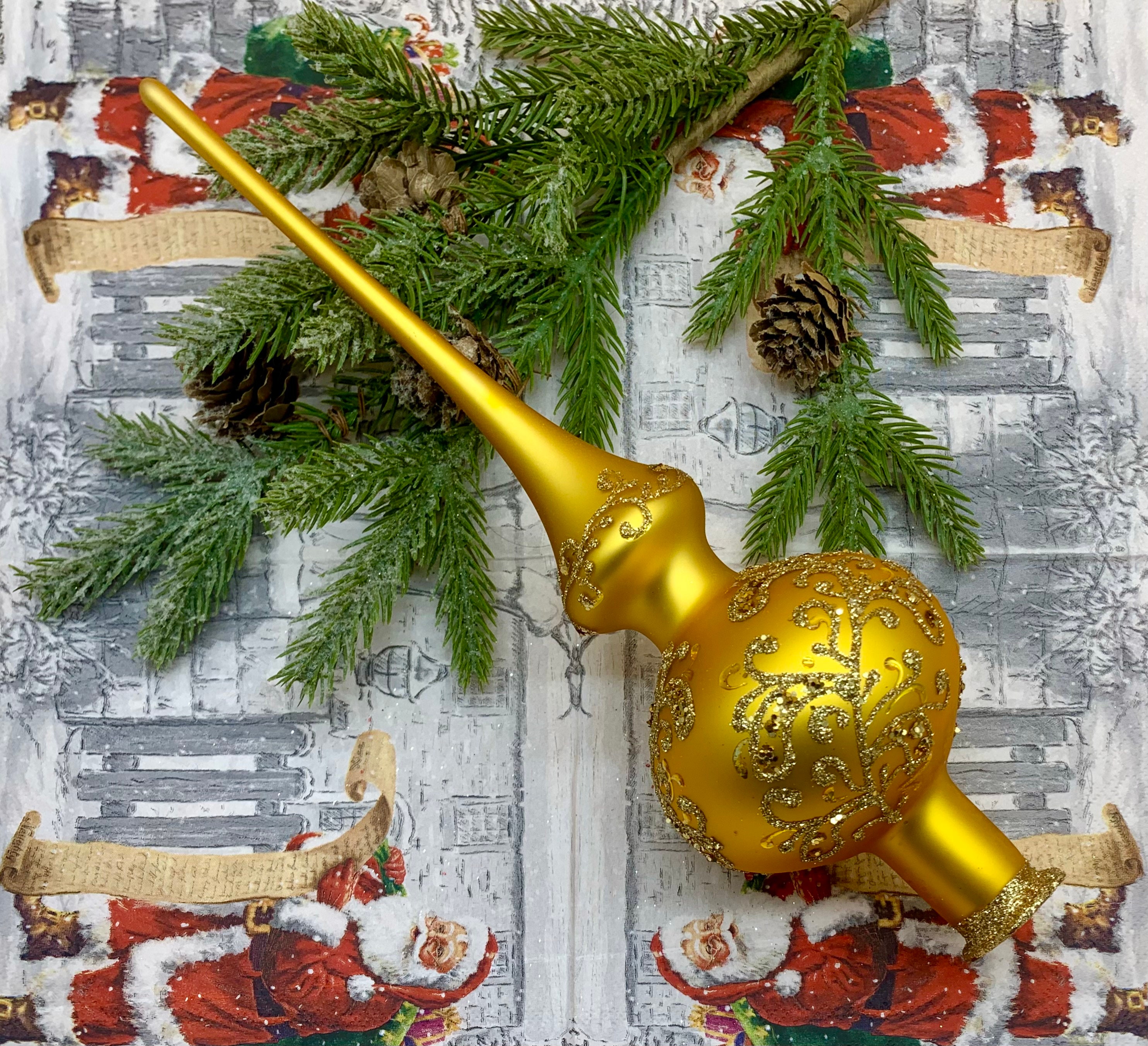 Gold Christmas Glass Tree Topper Christmas Traditional Decoration