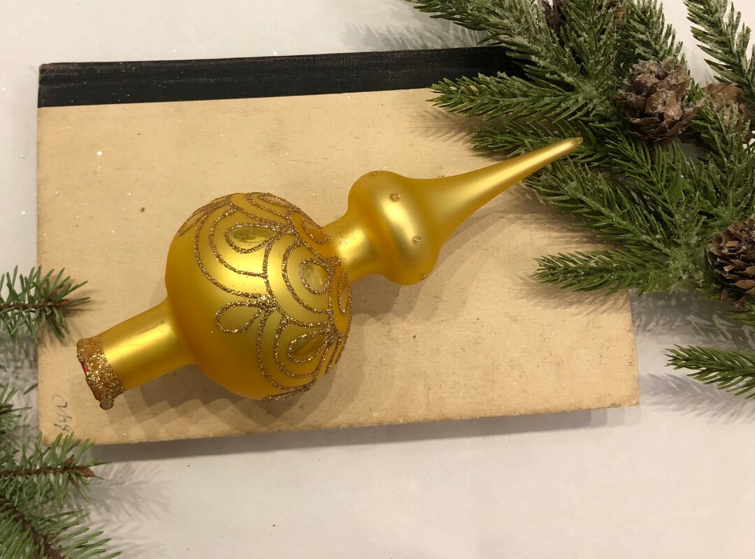 Small Gold, Christmas Glass Tree Topper,christmas Glass Ornaments