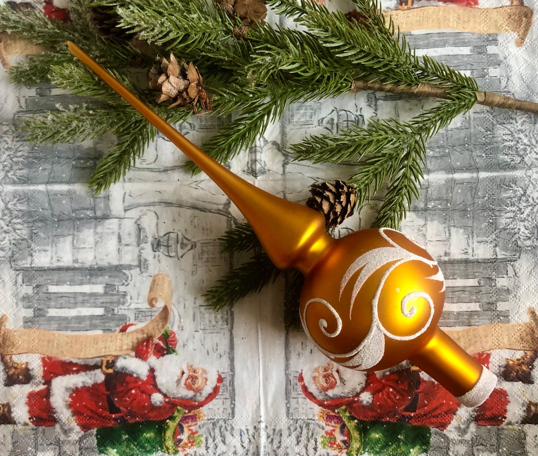 Christmas Glass Tree Topper Vintage Glass Finial Top Tree Etsy