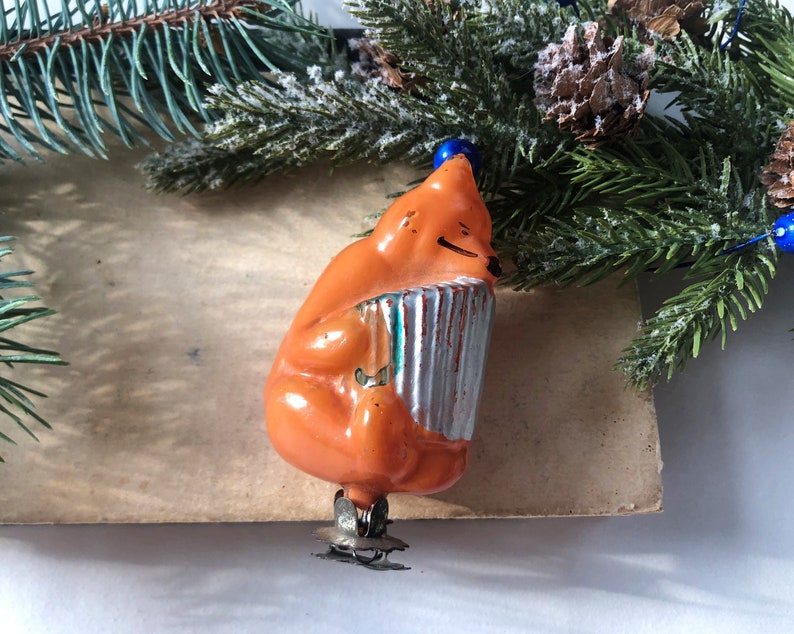 Christmas glass ornament,Bear,Christmas ornaments,Soviet vintage,vintage Christmas,Christmas tree 1950s,decorations Holiday,antique Xmas