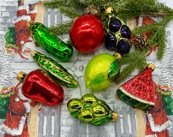 Set of Vintage Glass Fruit Ornaments – USSR Style Handmade
