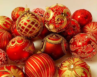 Lot de 18 Boules de Noël "Colorama" 3cm Rouge & Or