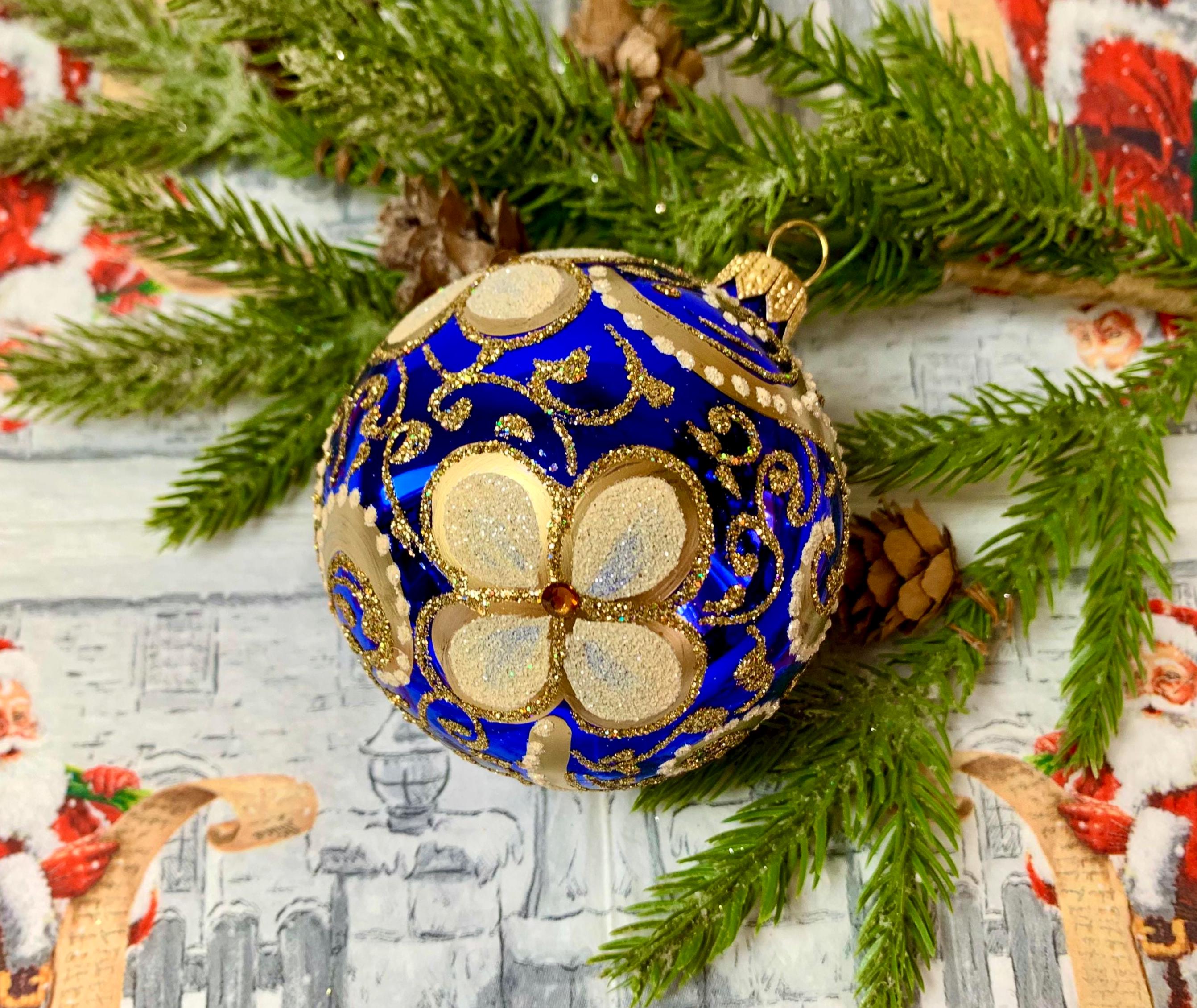 オーストリア製手吹きガラス玉ハンドペイントクリスマスオーナメント6個セット オーストリア製手吹きガラス玉ハンドペイントクリスマス