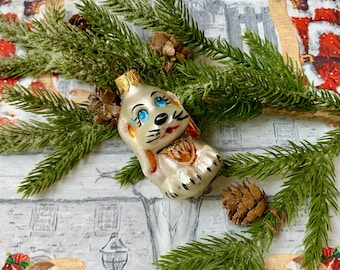 ヴィンテージガラス製犬オーナメント - 手作りクリスマス子犬