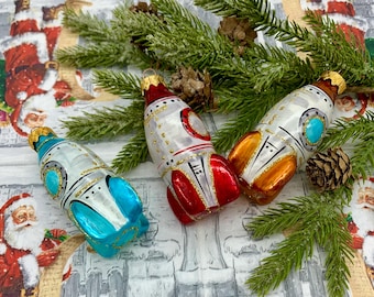 手作りガラスロケットオーナメント – 宇宙飛行士セット – 宇宙をテーマ