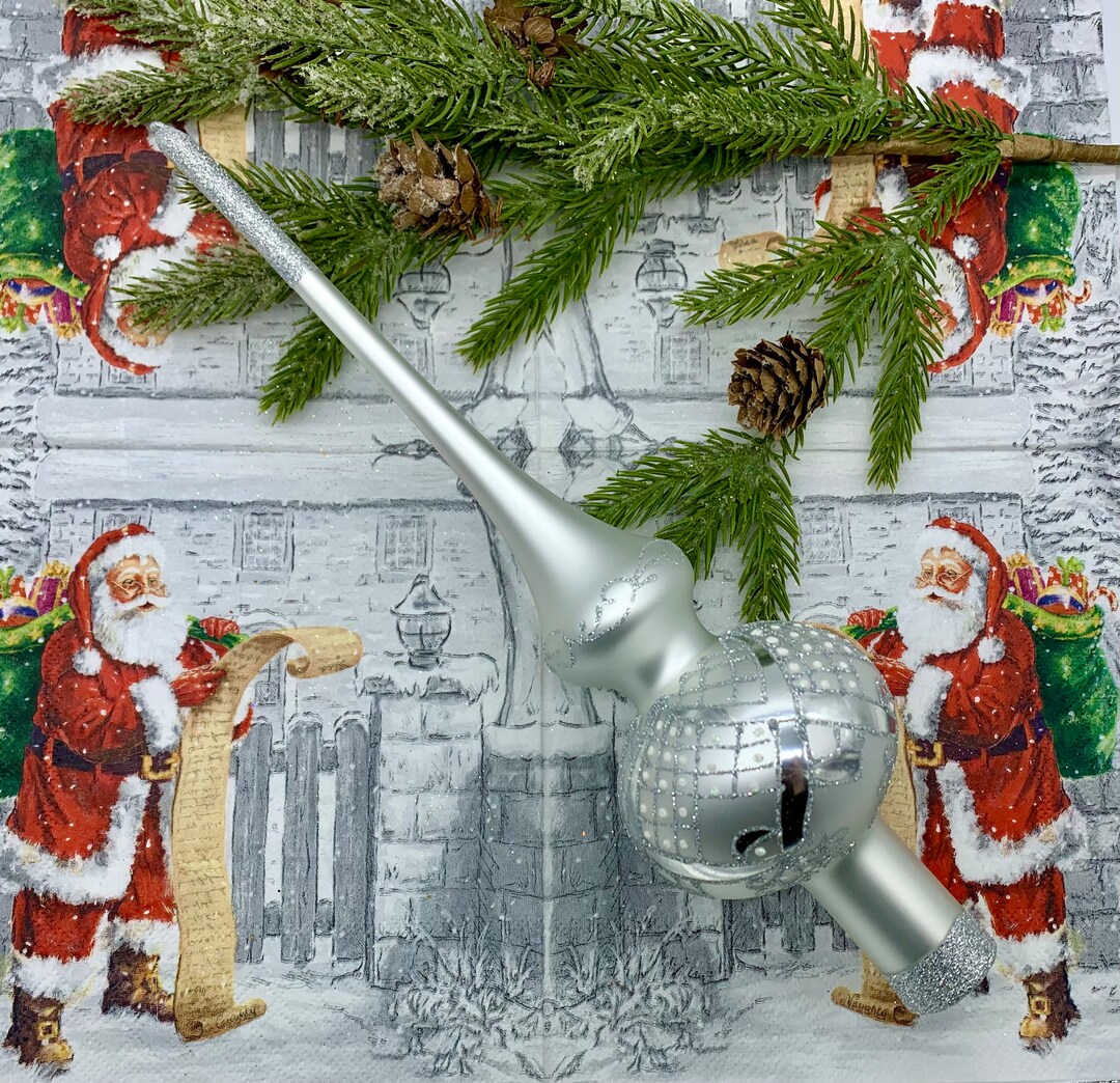 White Christmas Glass Tree Topper Vintage Glass Finial Top Etsy