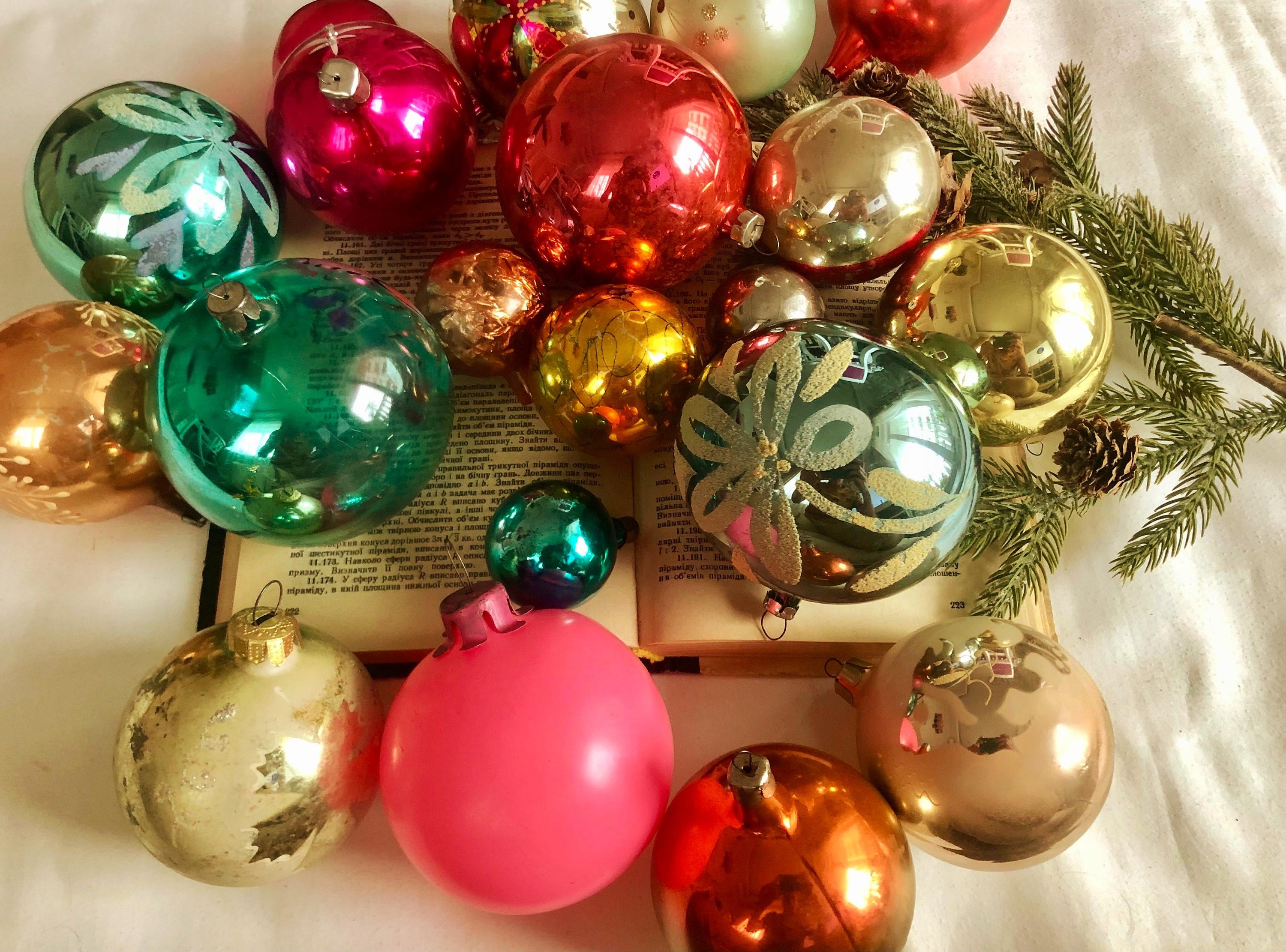 50 Vintage Soviet Glass Ornaments – USSR Christmas Bauble 