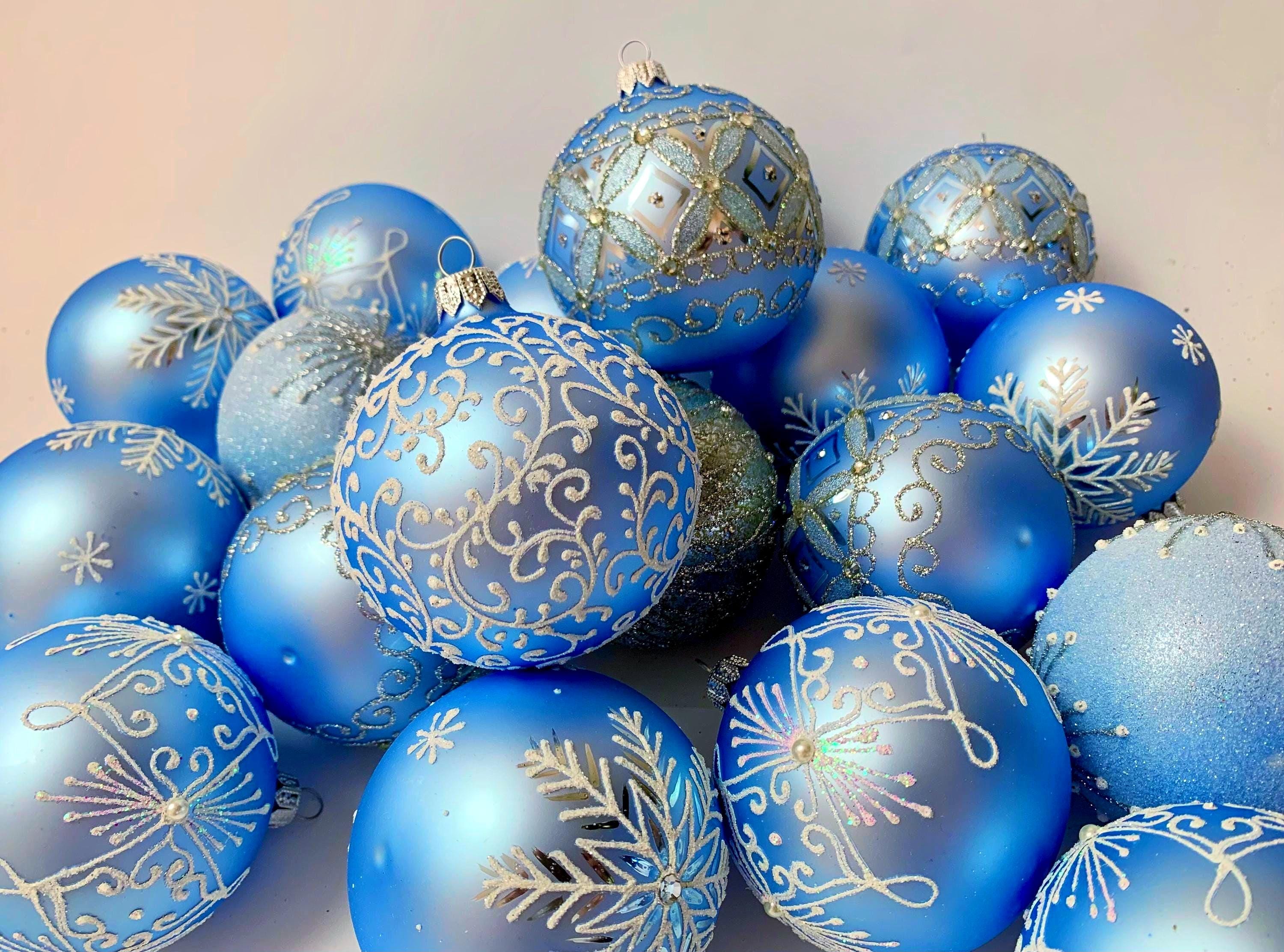 ライトブルーのガラスオーナメント – クリスマスボール30個セット