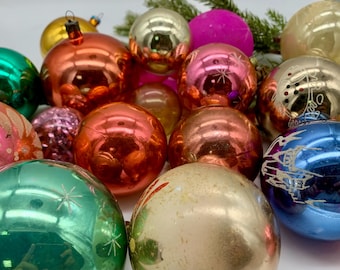 Christmas ornament set 50 assorted vintage christmas glass balls chrismas tree decoration mercury glass tree christmas gift winter decor