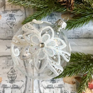 Christmas glass ornament, Christmas Tree Hand blown Glass Ball, Handmade Christmas glass ornaments, Vintage Christmas glass ornament 2022