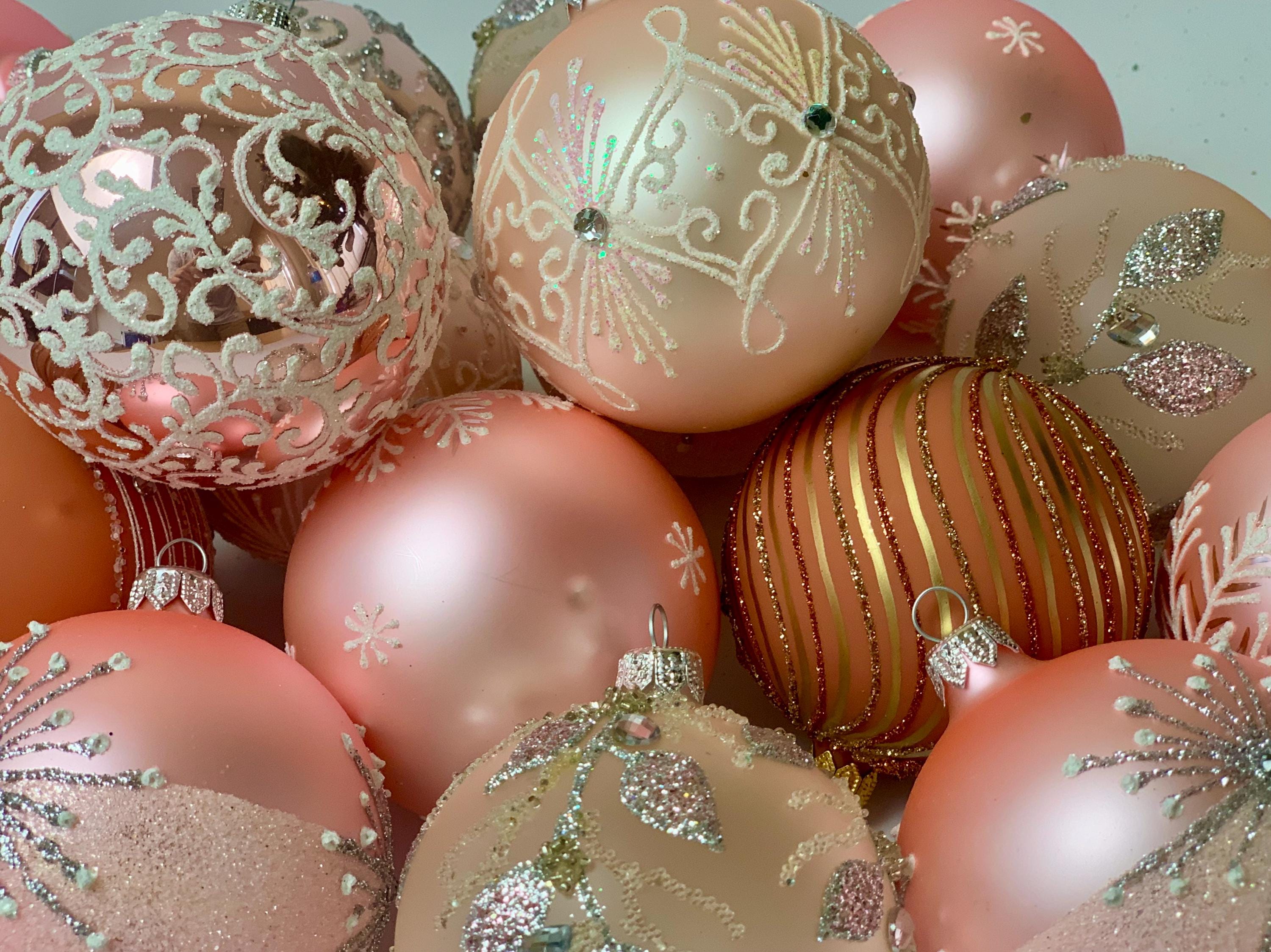 ピンクとシャンパンのクリスマスオーナメント20個セット
