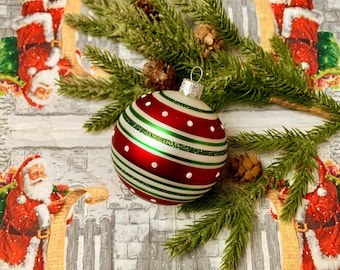 チェコの手作り吹きガラスマイカストライプクリスマスツリー