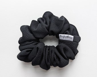 Textured black chouchou, neutral color scrunchie, black scrunchie, hair elastic, hair accessory