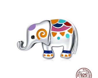 Colorful Cute Elephant beads charms 925 Sterling Silver fit Pandora Bracelets charms And european style bracelets Original Silver Bracelet