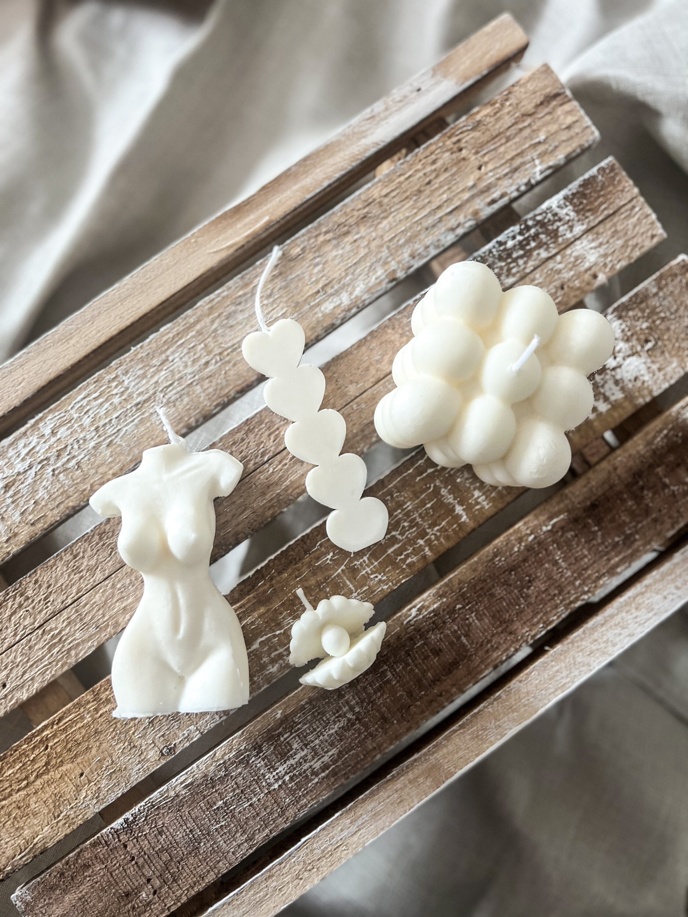 Coffret Cadeau Noël Bougies - Coffret Déco | Corps de Femme, Pilier Coeurs, Bubble Candle, Coquillag