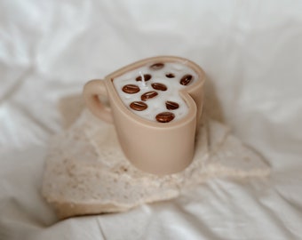 Decorative candle - coffee cup with coffee beans - coffeelovers - 100% natural
