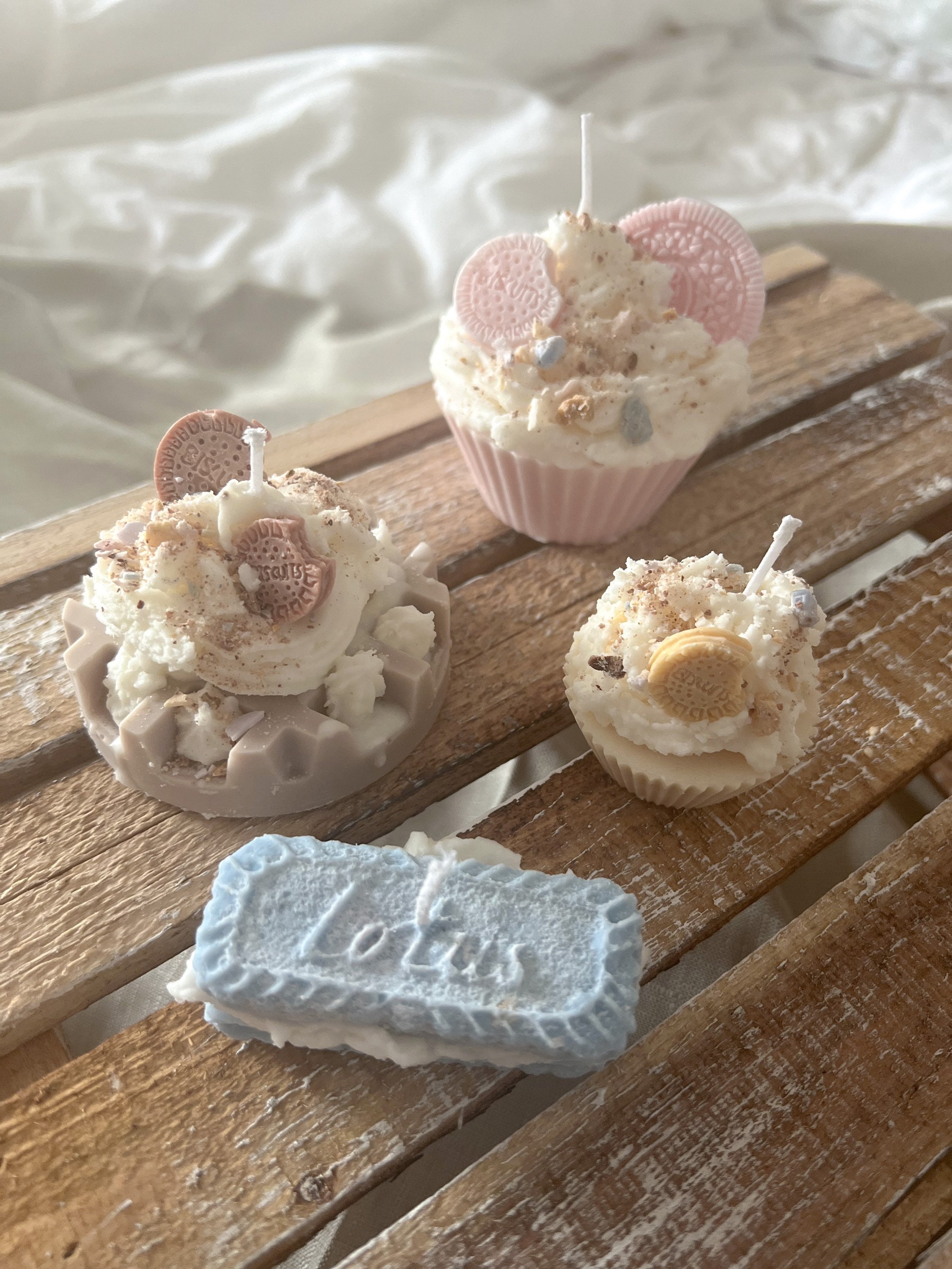 Coffret Cadeau Noël Bougies - Coffret Gourmand Réaliste | Gaufre, Spéculoos, Cupcake, Mini Cupcake