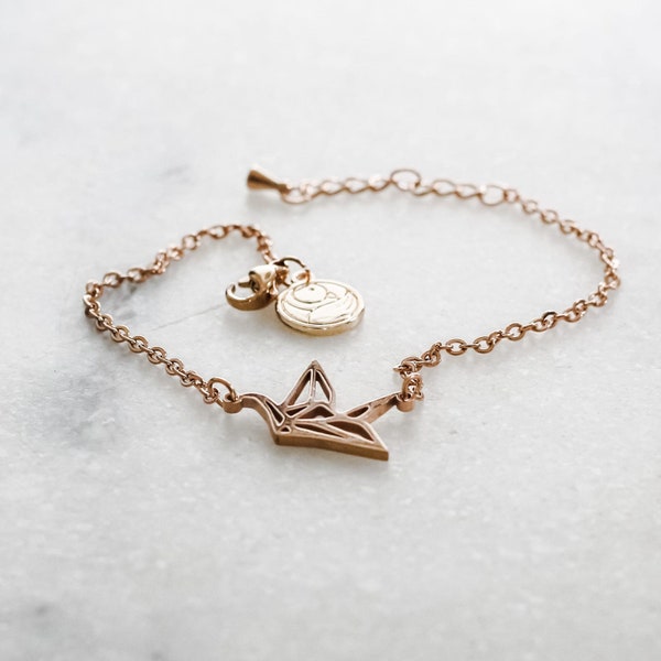 Bracelet oiseau origami doré - rose gold