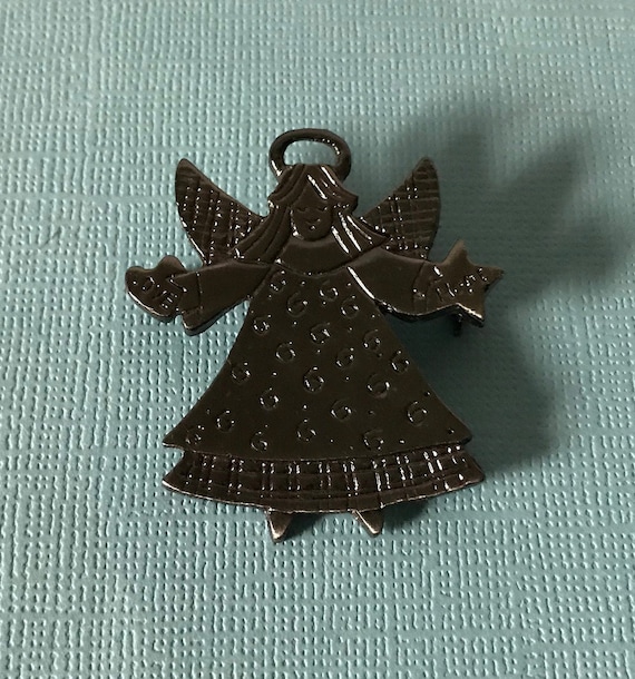 Vintage angel brooch, angel jewelry, silver angel 