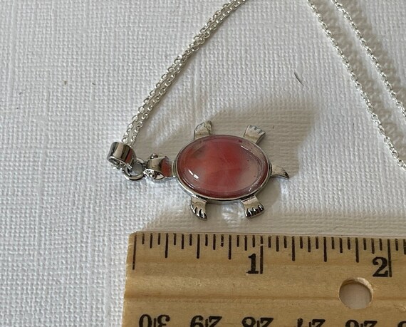 Cherry quartz turtle necklace, 20" turtle necklac… - image 4