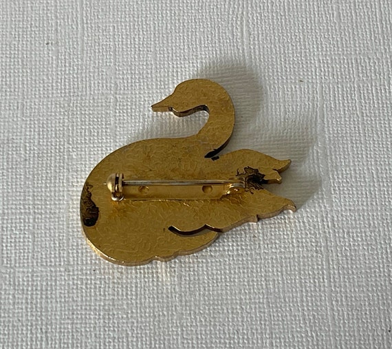 Vintage swan brooch, bird brooch, swan pin, gold … - image 6