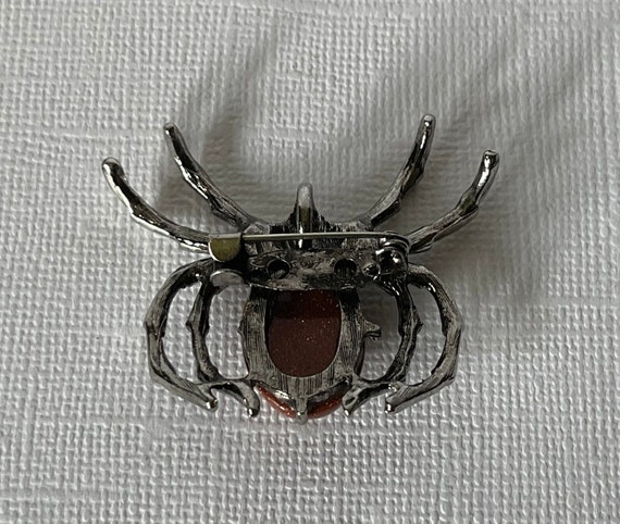 Gold sand stone spider brooch, Halloween spider p… - image 6