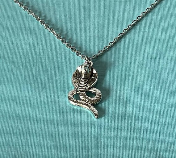 Snake necklace, 20" snake necklace, cobra necklace, cobra jewelry, silver snake necklace, silver cobra necklace, snake jewelry, silver snake