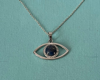 Evil eye necklace, lapis lazuli evil eye necklace evil eye protection, blue eye necklace, evil eye pendant, 20" necklace, evil eye jewelry