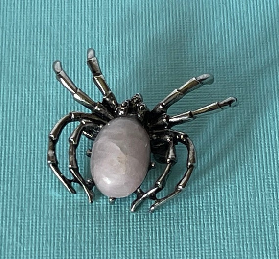 Rose quartz spider brooch, tarantula spider pin, … - image 2