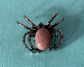 Vintage Jasper spider brooch, spider jewelry, wedding spider, tarantula brooch,