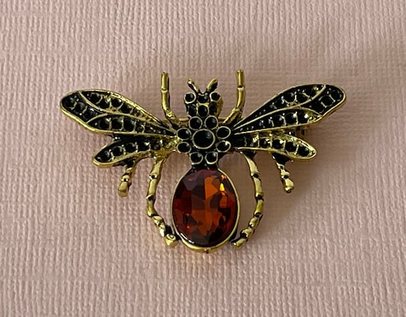Rhinestone Bee Brooch Wasp Brooch Gold Bee Pin Bee Jewelry