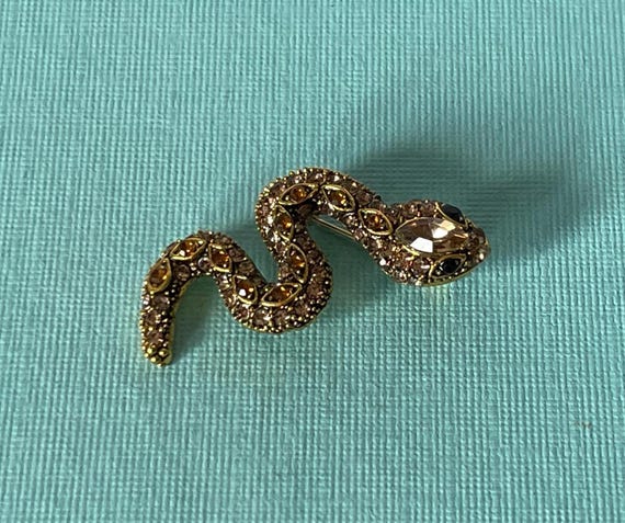 Rhinestone snake brooch, snake pin, snake jewelry, gold snake pin, gold snake brooch, snake brooch, rhinestone snake pin, snake, rattlesnake