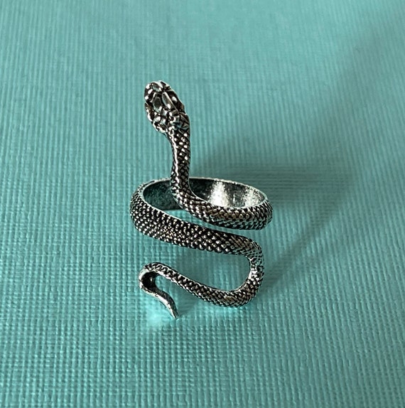 Antique Sterling Victorian Coiled Snake Cobra Hand Made Ring sz 9.5 Can Be Sized