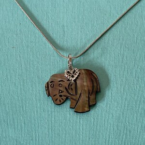 Elephant necklace, abalone elephant necklace, gray elephant pendant, 18&quot; necklace, elephant jewelry, abalone elephant pendant, animal charm