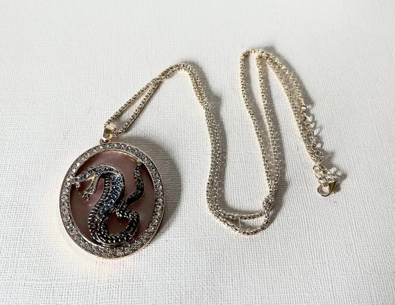 Rhinestone snake necklace, cobra necklace, 28" necklace, snake jewelry, cobra pendant, snake pendant, gold snake necklace, blue snake