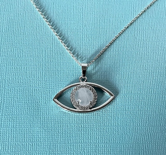 Evil eye necklace, rose quartz evil eye necklace, 3rd eye necklace, evil eye protection, third eye necklace, eye jewelry rhinestone evil eye