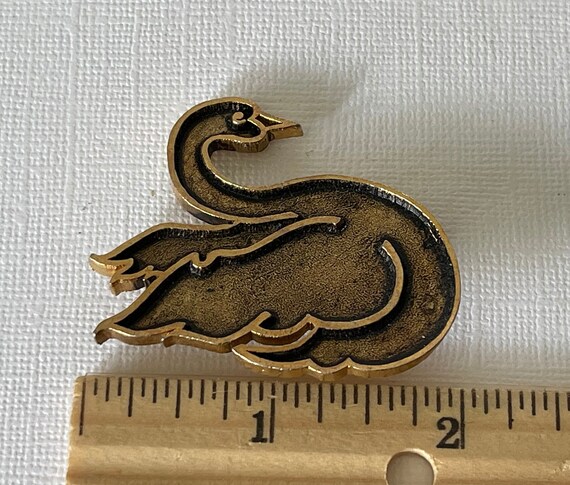 Vintage swan brooch, bird brooch, swan pin, gold … - image 5