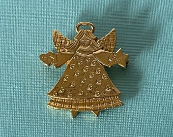 Vintage angel brooch, Christmas angel pin, gold angel pin, signed TC angel pin, Christian jewelry, religious pin, angel jewelry, angel pin