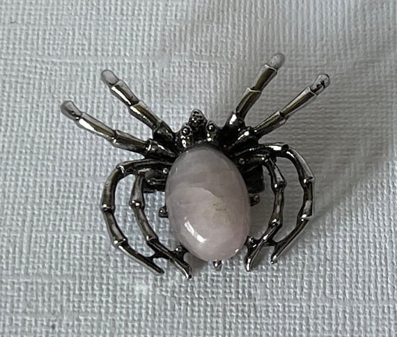 Rose quartz spider brooch, tarantula spider pin, … - image 4
