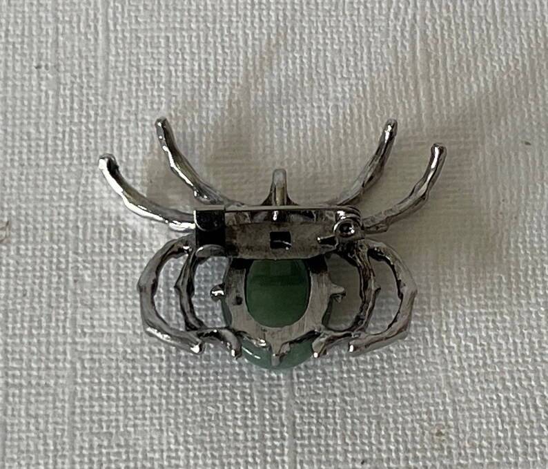 Green spider brooch, green aventurine spider pin, Halloween spider pin, tarantula spider pin, wedding spider brooch, lucky spider, jewelry image 6