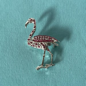 Vintage flamingo brooch, rhinestone flamingo brooch, pink flamingo brooch, bird jewelry, bird brooch, rhinestone bird brooch, flamingo pin