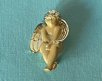 Vintage angel brooch, signed Danecraft angel pin, gold angel brooch, religious jewelry, Christian jewelry, angel jewelry, religious gifts