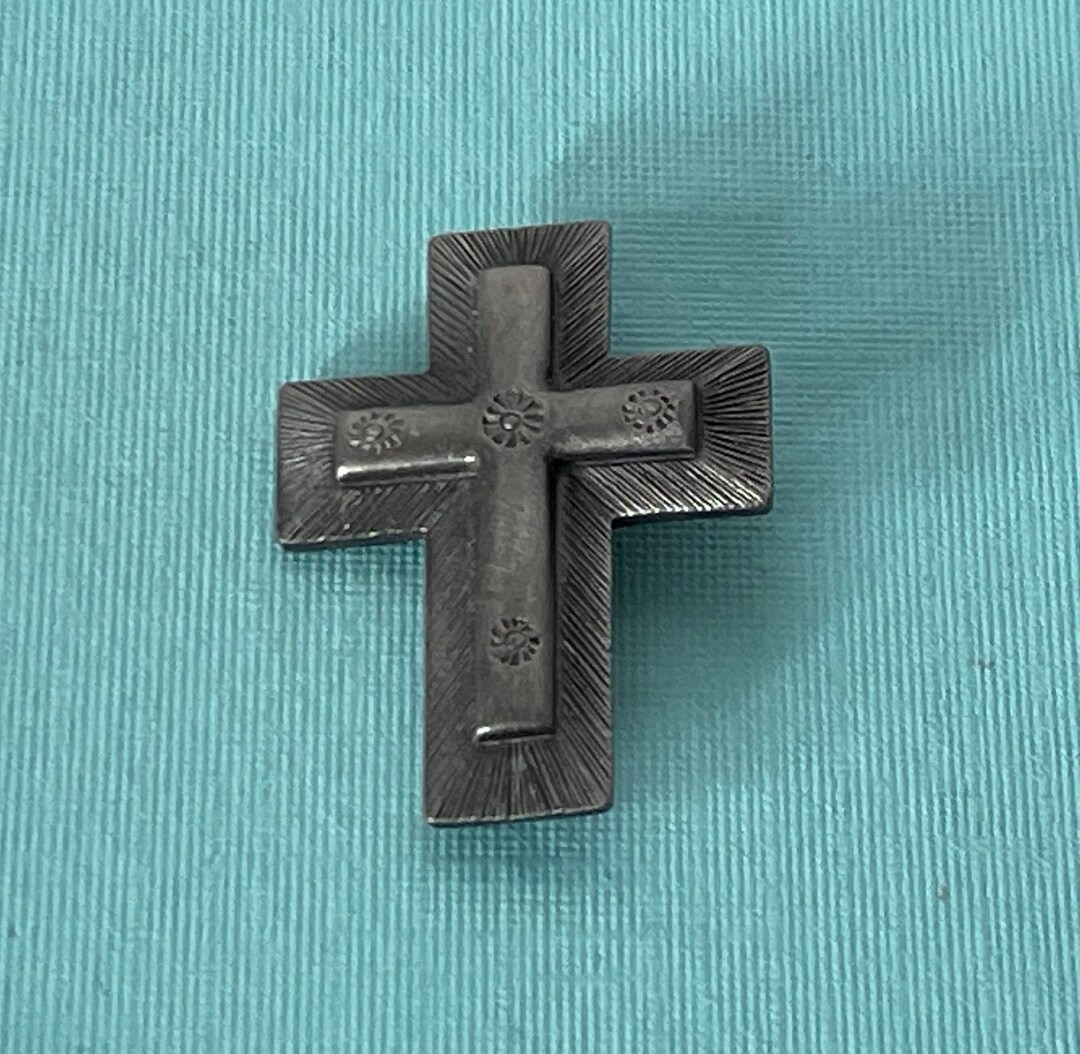 Vintage Cross Brooch, Pewter Cross Pin, Gray Cross Pin, Cross Jewelry ...
