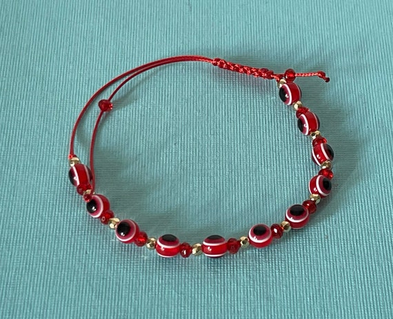 Evil eye bracelet, third eye bracelet, red evil eye bracelet, adjustable evil eye bracelet, evil eye protection, 3rd eye red bracelet