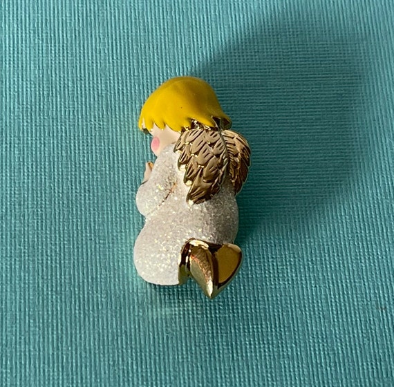 Vintage angel brooch, praying angel pin, religious